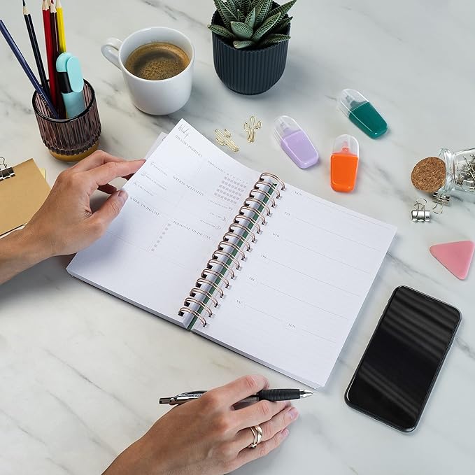 PLANBERRY Weekly Planner – Undated Life Organizer & Budget Planner – Time Management, Goal Setting, To-Do List, Work-Life Balance & Habit Tracker – 6.1″ x 8.1″ (African Terracotta)
