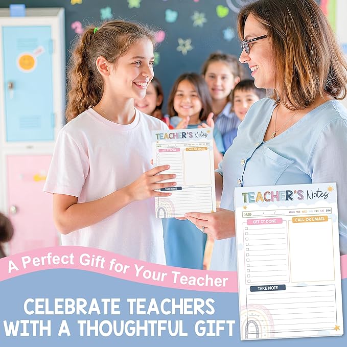Teacher Gifts, Gifts for New Teachers, Boho Teacher Notepad, To-Do List Notepad, Stationery Must-Have Supplies for Preschool, Elementary, Middle, and High School Teachers