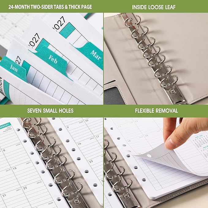 2026-2028 Monthly Planner Refill - Planner Inserts with 7-Hole Punched, 5-1/2" x 8-1/2", July 2026 to June 2028, Two Pages Per Month, 2026-2028 Calendar with Monthly Tabs