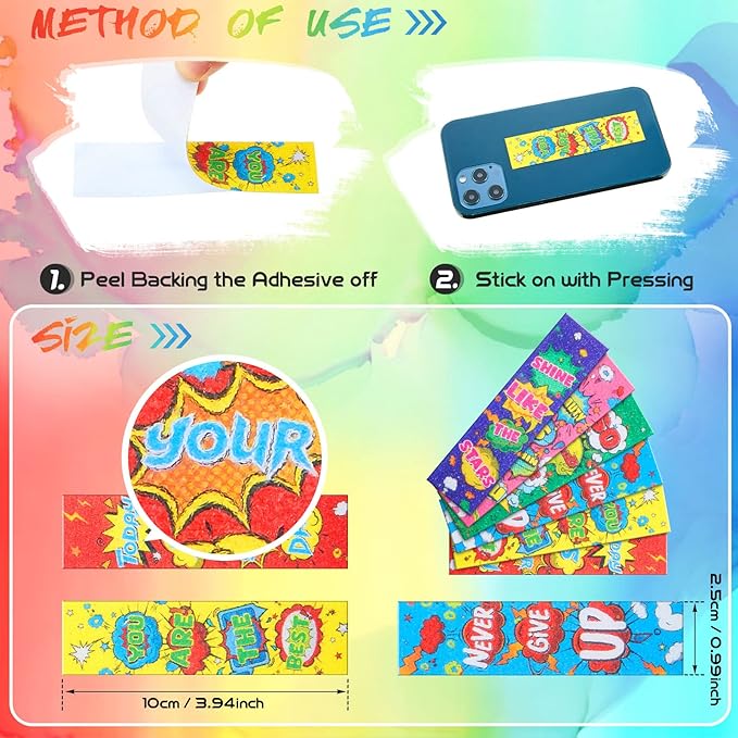 36 Pcs Anxiety Sensory Stickers Strips Adhesive Textured Mental Health Calm Stickers Mindfulness Fidget Decals Stress Anxiety Relief Items for Therapy Office Desk(Hero Style)