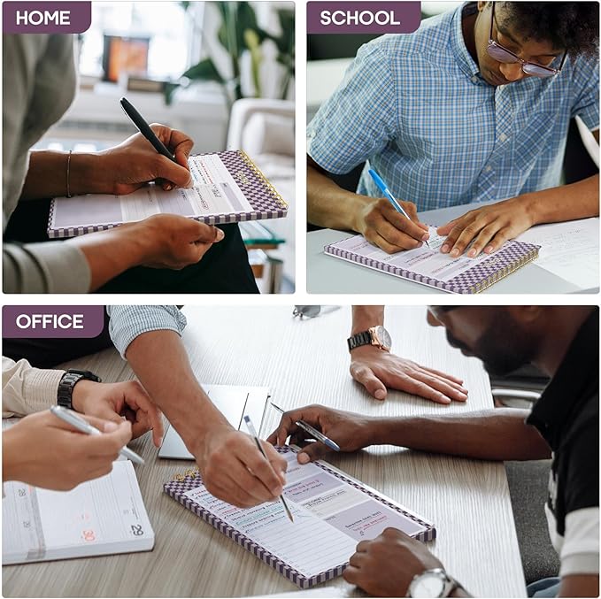 To Do List NotePad, Aesthetic To Do List Notebook for Work With 52 Sheet For Daily Tasks and Goal Setting, Undated Daily Planner Perfect for Office, Home and School Supplies - Lilac Checkered