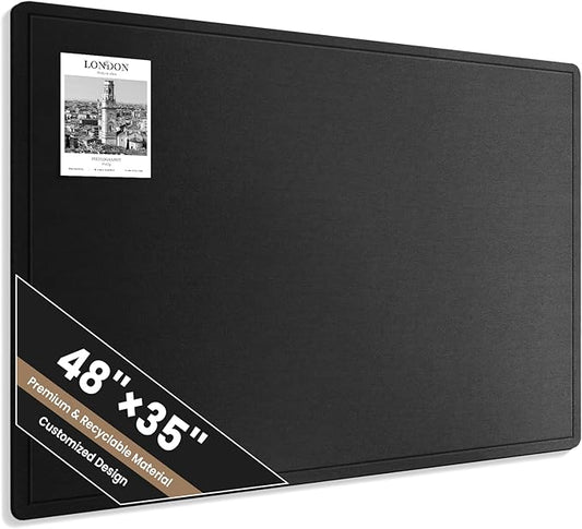 Large Bulletin Board, 48 X 35 Inches Felt Cork Board with 40 Pushpins, Foldable Felt Notice Pin Board Photo Display Board with Self-Adhesive Tape for Office Home School