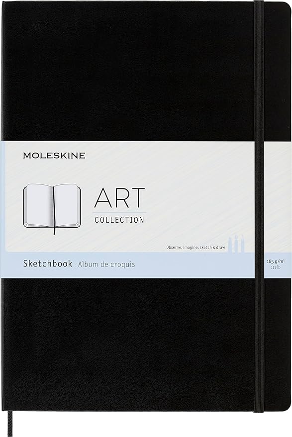 Moleskine Art Sketchbook, Hard Cover, A4 (8.25" x 11.75") Plain/Blank, Black, 96 Pages (Pack of 12)