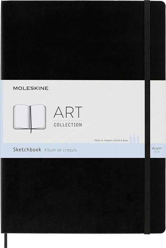 Moleskine Art Sketchbook, Hard Cover, A4 (8.25" x 11.75") Plain/Blank, Black, 96 Pages (Pack of 12)
