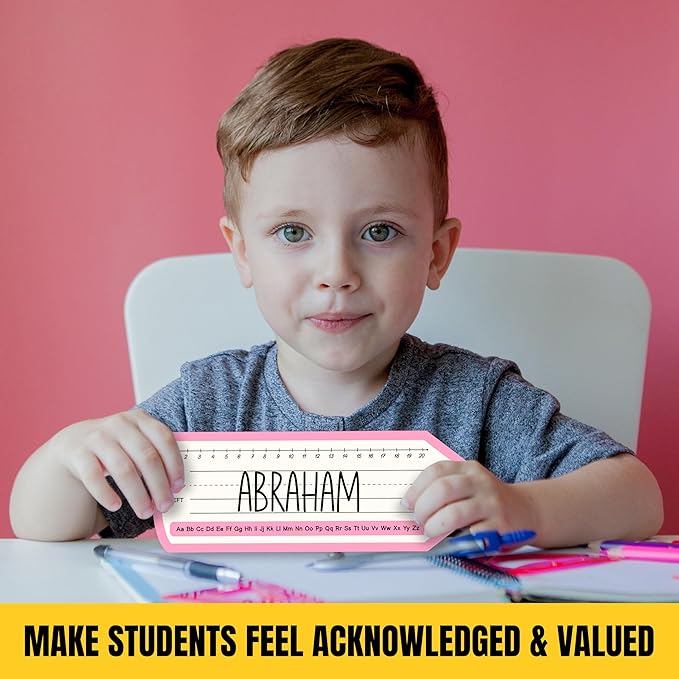 Pencil Name Tags, Self Adhesive Colorful Name Tags for Classroom, Pencil Stickers Decorations for Student Desks, Labels for Kindergarten Locker, 05