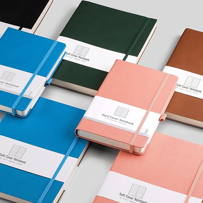 AHGXG Lined Journal Notebook - 320 Numbered Pages Thick Journal for Women A5 Notepad College Ruled, 100gsm Paper, Leather Hardcover, for Men Writing Work Office School, 5.75'' X 8.38''-Green