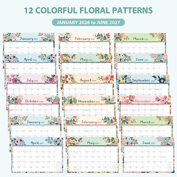 2026 Desk Calendar, Monthly Desk Pad Calendar, Jan 2026 - Jun 2027, Large Size 17"x12" Table Planner with Protect Paper, Stickers, Office Supplies and Desk Accessories for Women