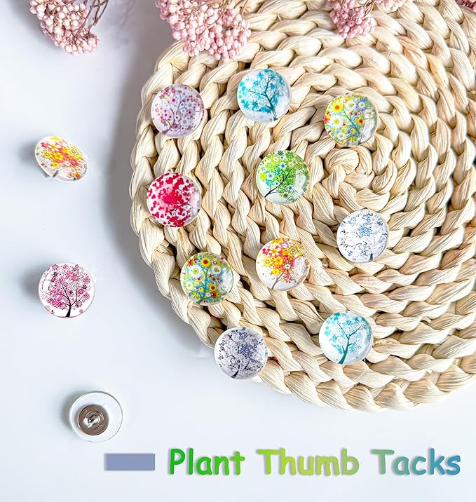 Push Pins,Thumb Tacks,Decorative Push Pins,Cute Thumb Tacks and Pushpins for Bulletin Board, Pin Board for Cork Board,Office Decor,or Home Décor (Tree-24)
