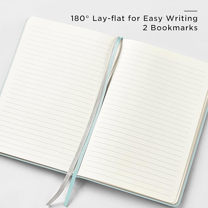&And Per Se Lined Journal and Pen Set, A5 Leather Hardcover Notebook with Pen & Stationary Set, 160 Pages 100GSM Thick Ruled Paper Journal for Business Work Writing (Cyan, Gift Set)