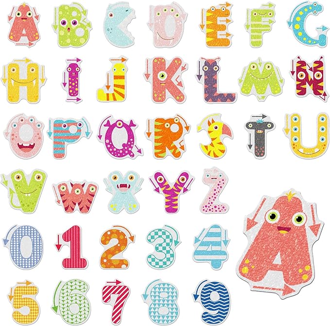 36 Pcs Anxiety Sensory Stickers Strips Adhesive Textured Mental Health Calm Stickers Mindfulness Fidget Decals Stress Anxiety Relief Items for Therapy Office Desk(Letters and Number)