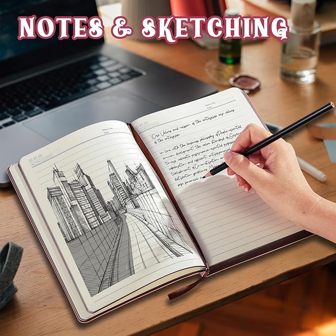 2026 Leather Vintage Journal Notebook,300 Pages,Leather Softcover Lined Journal Notebooks for Women Men,Notebook Journals for Writing Travel,Business,Office,5.7'' X 8.3'',Pink