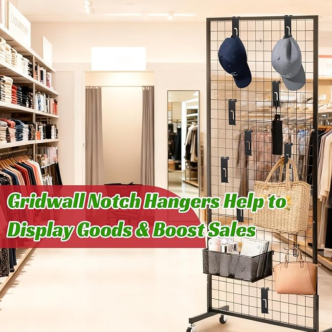 20 Pack Gridwall Hooks Hangers Metal Grid Wall Picture Hooks Grid Wall Accessory for Art Clothes Painting, Panel, Pegboard, Shelf, Commercial Display