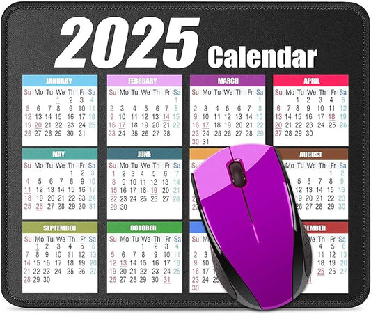 Calendar Mouse Pad with Non-Slip Rubber Base, Premium-Textured & Waterproof Mousepads with Stitched Edges, Mouse Pads for Computers, Laptop, PC, Office & Home (2025 White)
