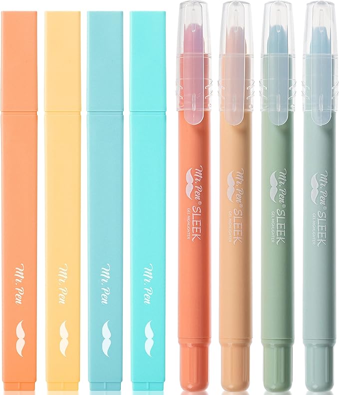 Mr. Pen Aesthetic Highlighters, 8 Pack, Pastel Color Bible Highlighter No Bleed