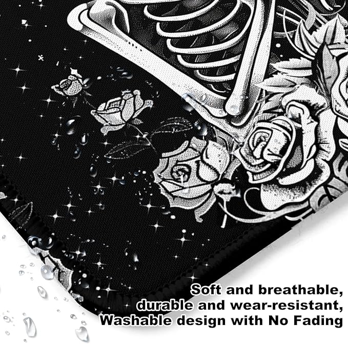 Skull Skeleton Love Square Mouse Pad, Non-Slip Rubber Base Mouse Pad,Home Office Decoration Desktop Accessory,Laptop Mouse Pad for Office Laptops,9.4x7.8x0.12inch.