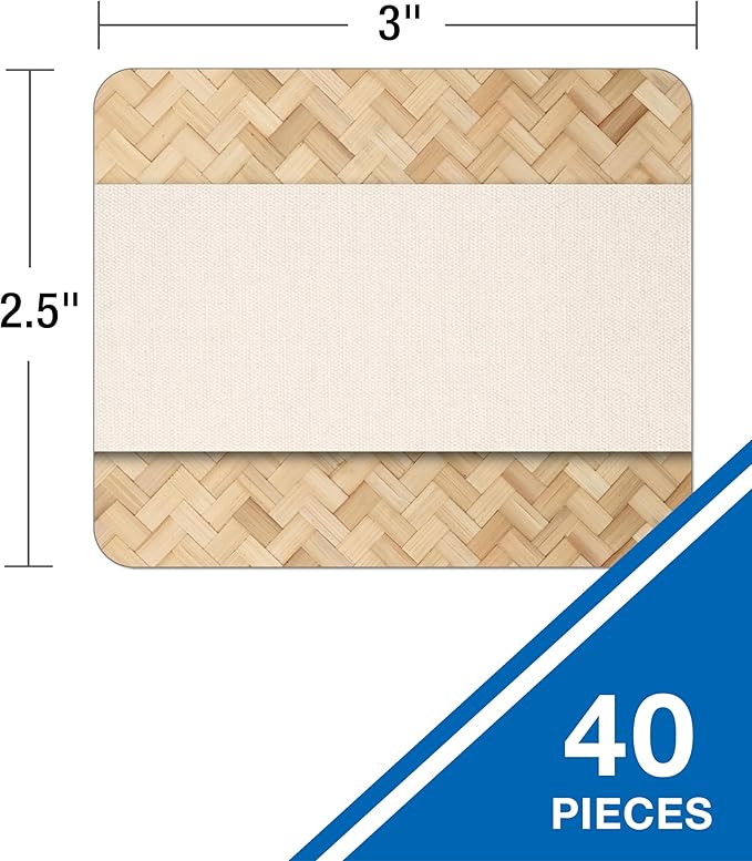 Carson Dellosa True to You 40PC Name Tags, Wicker Linen Boho Nametags for Daycare Labels, Locker Organization, Hello My Name is Stickers, Back to School Decor, Classroom Essentials, Teacher Supplies