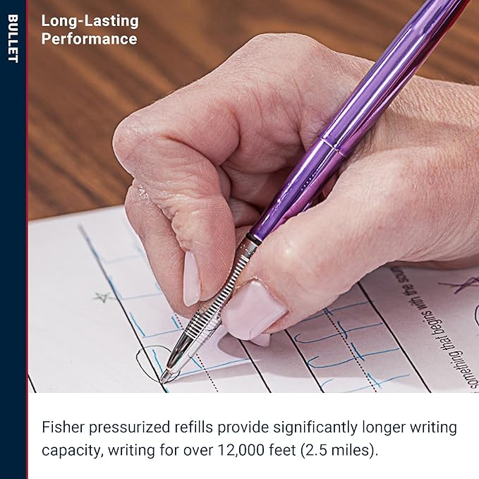 Fisher Space Pen Bullet Space Pen, Purple Haze Pressurized Ballpoint Pen, Compact Pocket Size, Writes Upside Down and in Extreme Temperatures, Smooth Black Ink, Medium Point, Gift Box, Made in the USA