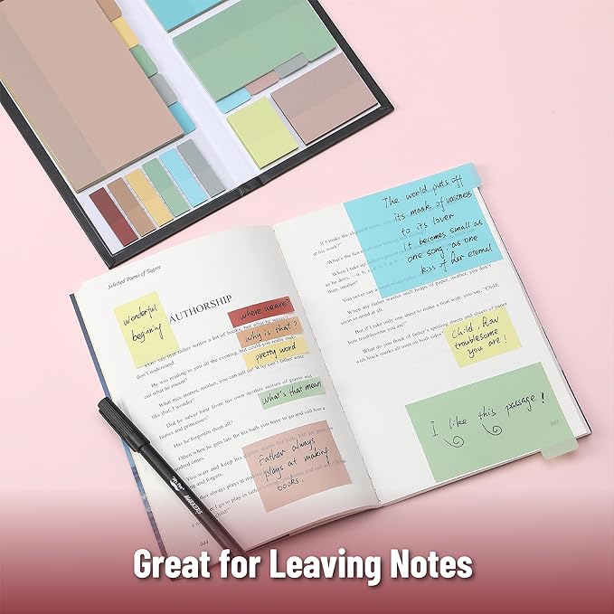 Mr. Pen- Transparent Sticky Note Set, 410 Pack, Morandi Colors, Transparent Sticky Notes Tabs