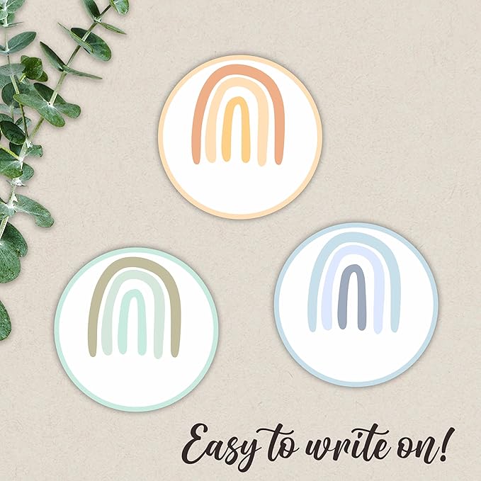 Colorful Boho Rainbow Self-Adhesive Student Round Name Tags -Name Plate Stickers For Teens -45 Pcs Funny Multipurpose Name Label Favors Decors & Supplies For Classroom Desks Bulletin Boards School-A07