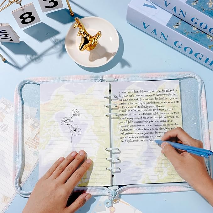100 Sheets A5 Planner Inserts - 120GSM Thick Travel Refill Papers for A5 6-Ring Binder, Cute World Map Loose Leaf Sheets for Journal Diary Notebook Creative Planning Budget