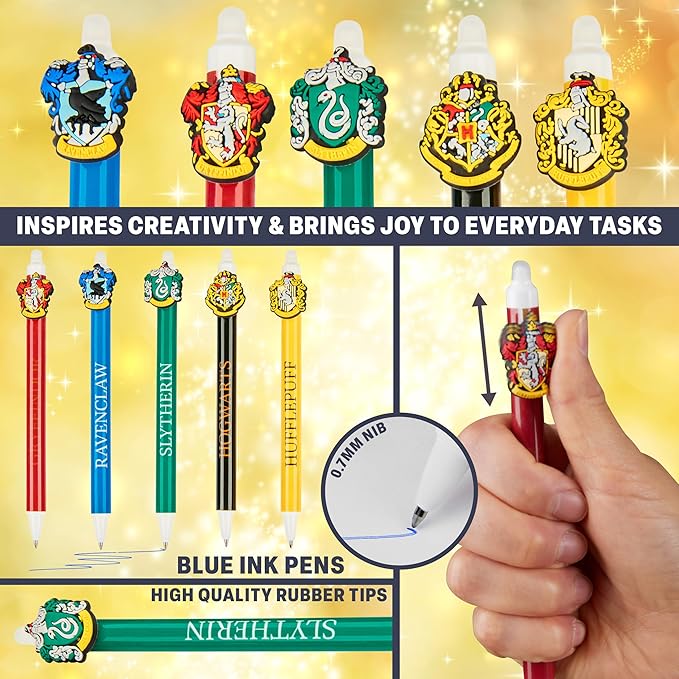 Get Trend Harry Potter 5pcs Erasable Gel Ink Pens Cute Writing Pens for Kids Fun Stationery Set Kawaii Journaling Supplies Gift Set Cool Pen Gifts for Kids (Harry Potter)