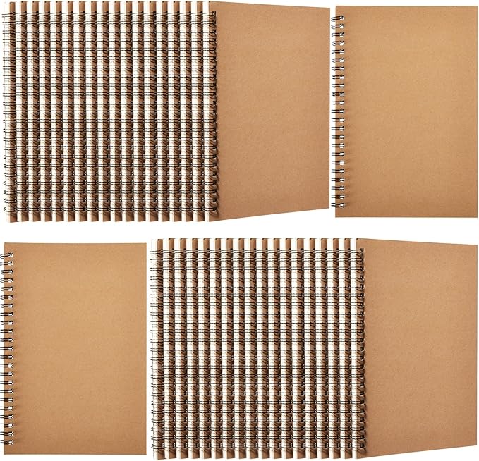 Epakh 36 Pack Blank Spiral Notebook Unlined Notebook Bulk A5 Soft Cover Students Sketchpads Memo Notepad for Drawing Art Back to School Gifts 100 Pages/ 50 Sheets, 8.3 x 5.5 Inches(Brown)