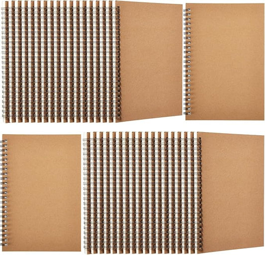 Epakh 36 Pack Blank Spiral Notebook Unlined Notebook Bulk A5 Soft Cover Students Sketchpads Memo Notepad for Drawing Art Back to School Gifts 100 Pages/ 50 Sheets, 8.3 x 5.5 Inches(Brown)