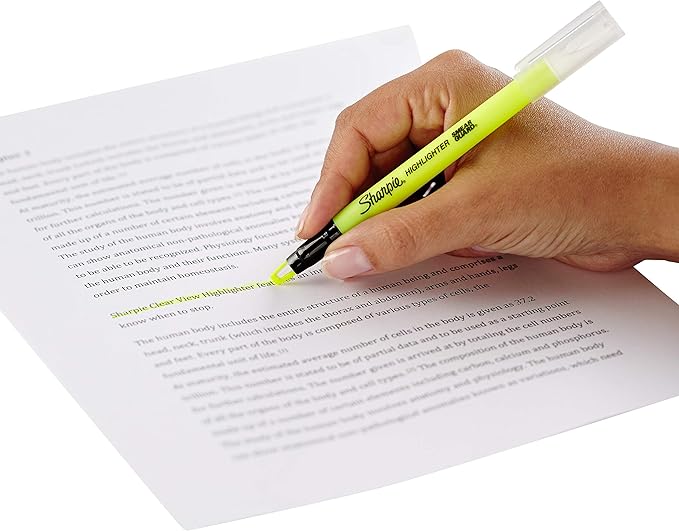 Sharpie Clear View Highlighter Stick, Yellow, 3/Pack (1950745)