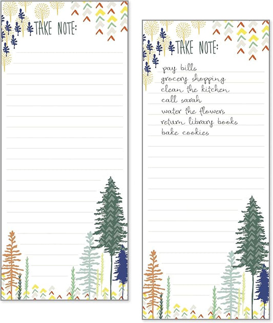 Set of 2- Forest List Pad, Notepad, Shopping List Grocery List with Attachable Magnet