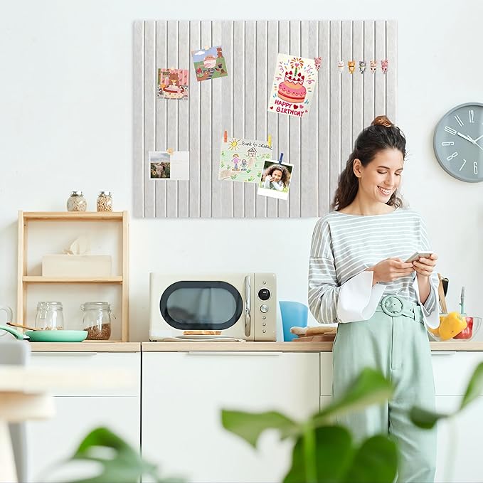 Cork Board for Walls 36" x 24", 6 Pack Felt Bulletin Board Wall Tiles with 30 Push Pins for Home Kitchen School Office Wall DIY Decorative