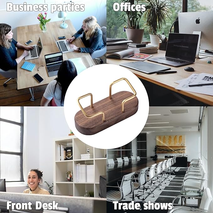 muso wood Business Card Holder for Desk, Wooden Creative Business Card Display for Desk, Wood Business Card Stand for Office, Tabletop (Walnut 1pack)