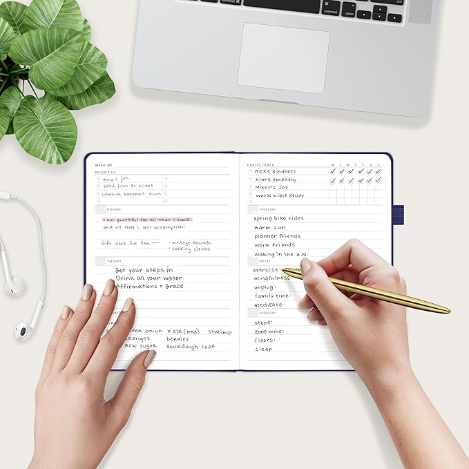 And Per Se Undated Planner – A5 Leather Hardcover Weekly & Monthly Goal Planner for 72 Weeks (1.5 Years) – with Goal & Habit Tracker (Royal Blue)