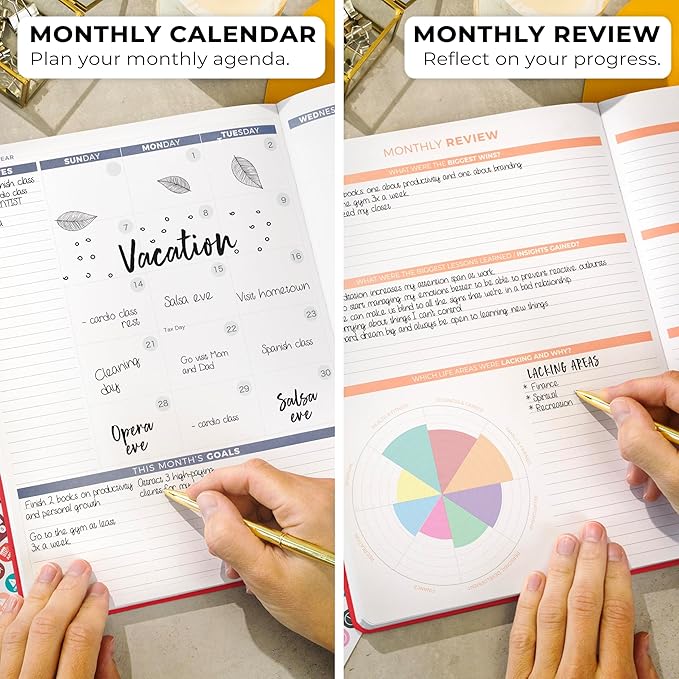 Clever Fox Planner PRO 2nd Edition – Undated Weekly Agenda Planner for Setting Goals, Tasks & Time Management – Life Organizer with To-do Lists & Habit Trackers – Large Format, 8.5x11″ (Red)
