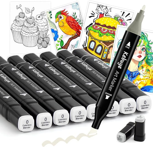 8 Pack Colorless Alcohol Markers - Dual Tips Marker Set Blender Blending Pen - Art Drawing Sketch Double Tipped for Adults Kids Artist Coloring Book