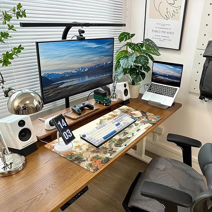 Desk Mat Mouse Pad Gaming Desk Pad XL Large Mouse Mat Office Decor Accessories (Ink Falls)