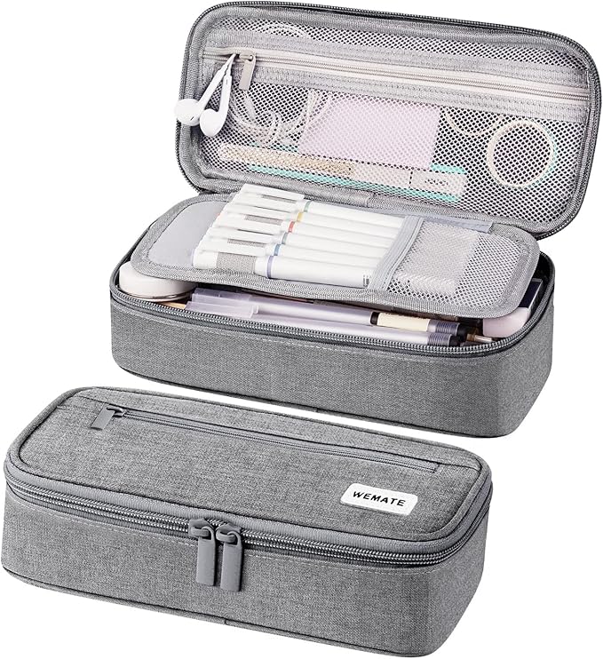 WEMATE Pencil Case, Large Storage Organizer for Stationery, Back - to - School Essential, Teacher Must - have, Big Pencil Pouch, Marker Case School Supplies for College & High School