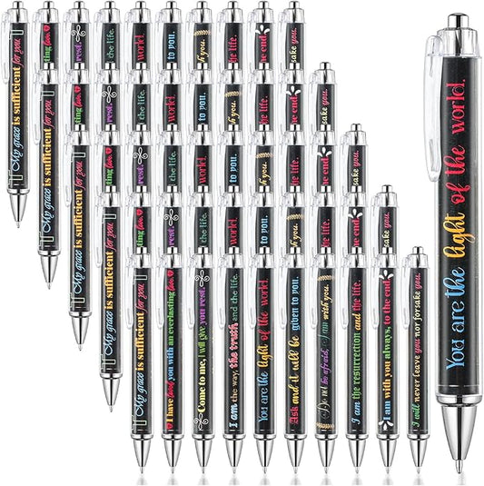 Mr. Pen- Christian Pen Set, 50 Pack, Black Ink, Bible Verse Pens Bulk, for Women Men, Black Style