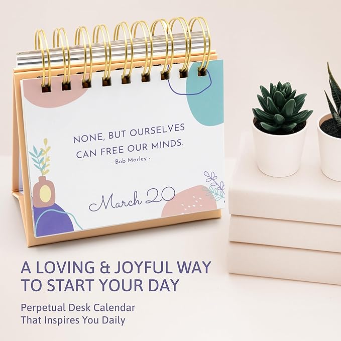 Motivational Desk Calendar - Perpetual Daily Flip Calendar with Daily Motivational Quotes for Desk - Inspirational Gifts for Women, Gifts for Coworkers Female, Inspirational Desk Decor