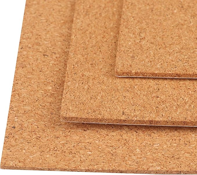GNIEMCKIN 100 Pack Self Adhesive Cork Squares, 6 x 6 Inches Cork Backing for Coasters, Cork Squares for DIY Crafts and Coasters, Natural Soft Wood with Strong Adhesion Backing, 2 mm Thick