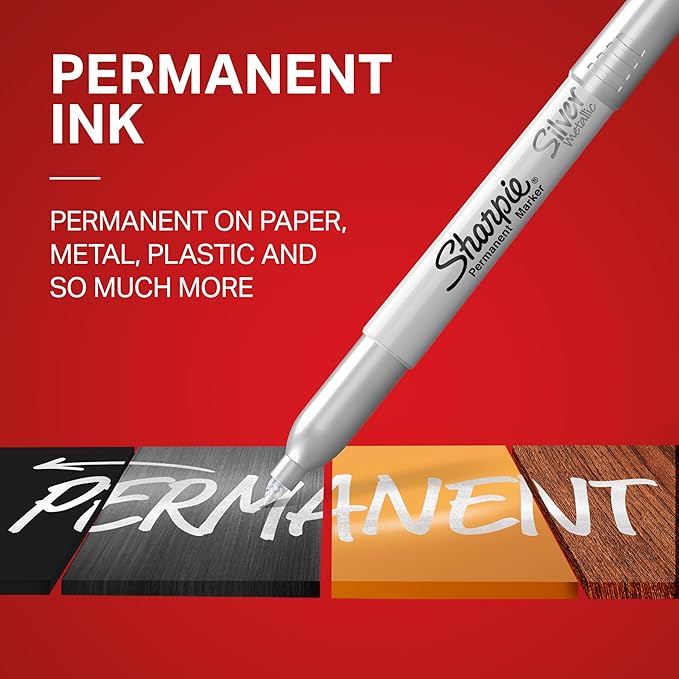 Sharpie Metallic Permanent Markers, Fine Point, Gold, 12 Count