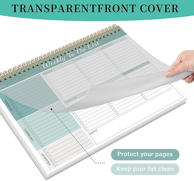 Kamoy Weekly To Do List Notepad with 52 Undated Sheets（8.5"×11"）- Undated Weekly Desk Planner Organizer for Work Home School Office Supplies
