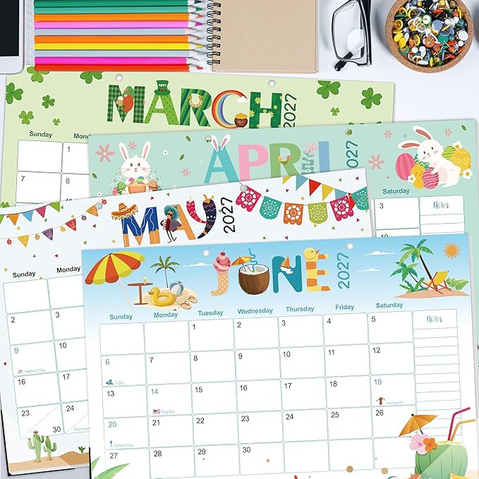Guasslee Desk Calendar 2026-2028,36 Months Calendar Runs from 2026 Jan. to 2028 December, 17"x11.5" Monthly Desktop/Wall Planner with Thick Paper and Notes for Home School & Office