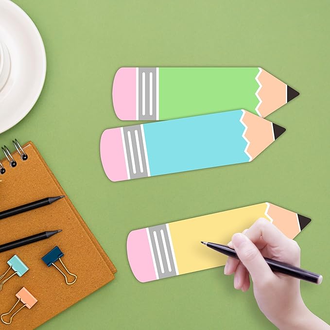 Self-Adhesive Student Name Tags -Colorful Pencils Shapes Name Plate Stickers for Teens -45 Pcs Multipurpose Name Label Favors Decorations & Supplies for Classroom Desks Bulletin Boards School -A05