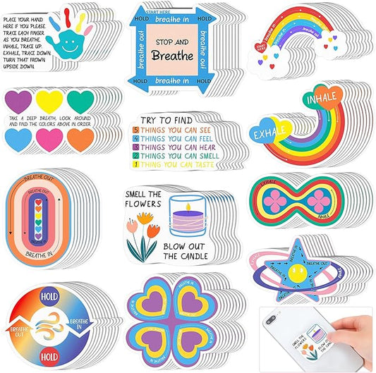Fulmoon 120 Pcs Anxiety Sensory Stickers Textured Sensory Strips Tactile Rough Calm Sensory Stickers Adhesive Tactile Fidget Tool for Classroom Desk Adults Teens Anxiety Relief(Cute Color)