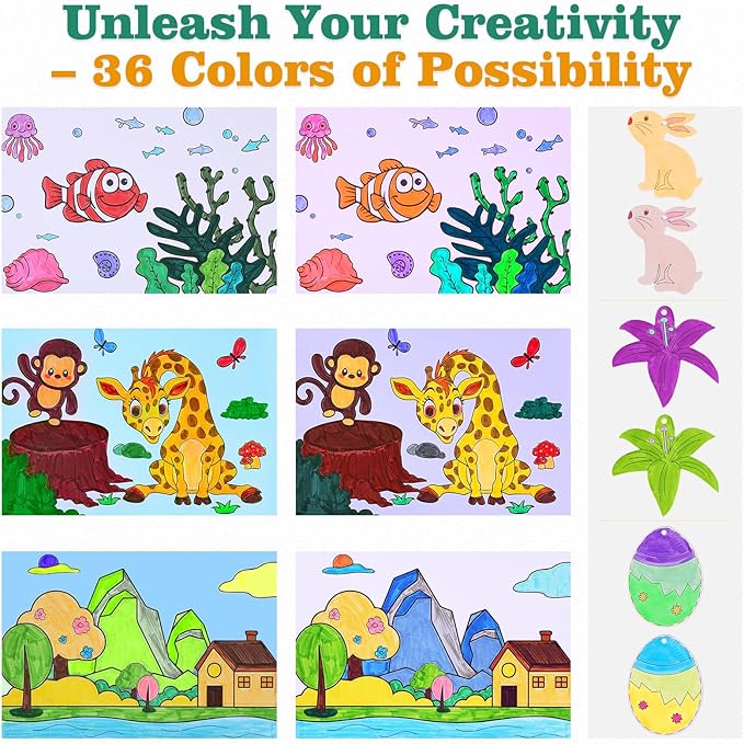 Easy Creative Coloring Book Set for Adults with 30 Patterns, 36 Color Markers, 10 Hangable Coloring Cards & 5 Premium Blank Watercolor Papers - Arts and Crafts Gift for Relaxation