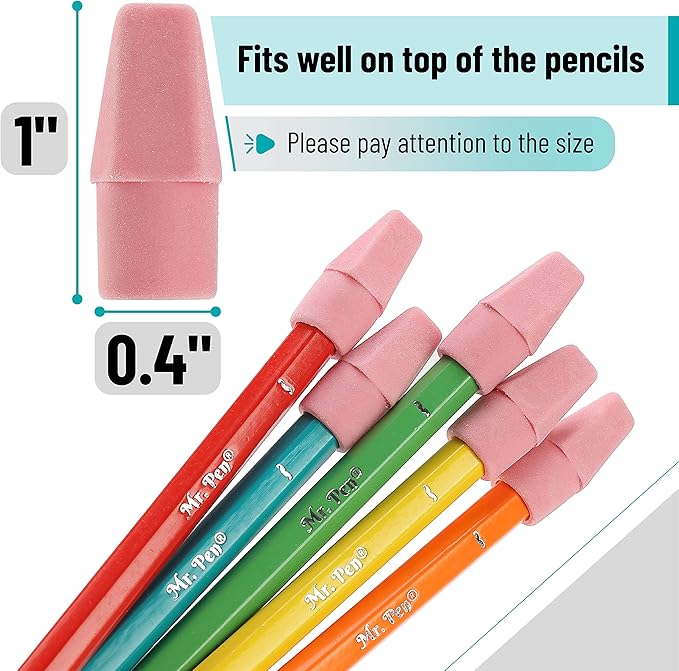 Mr. Pen- Pencil Toppers,120 Pack, Pencil Top Erasers