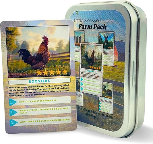 Farm Animal Trivia Cards for Kids – Learn About Cows, Chickens, Tractors, Agriculture & More – 20 Real-Photo Flashcards with Fun Facts & Questions – Educational STEM Toy for Ages 3+