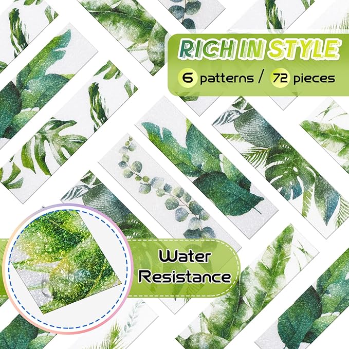 72 Pcs Anxiety Sensory Stickers Strips Adhesive Textured Mental Health Calm Stickers Mindfulness Fidget Decals Stress Anxiety Relief Items for Therapy Office Desk Counselor(Leaves)