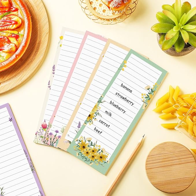 Sinmoe 12 Pack Grocery List Magnet Pad for Fridge Magnetic Notepads for Refrigerator Shopping to Do List Memo Notepad for Shopping for Women men(Floral Style)