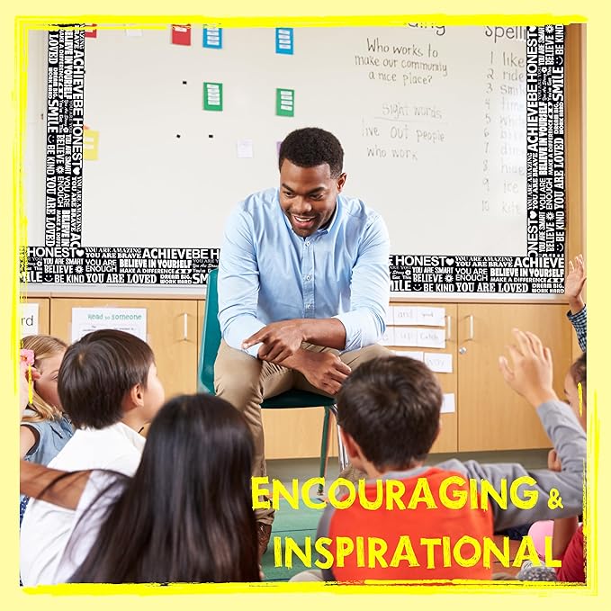 60 Feet Bulletin Board Borders, Encouraging Rolled Border Trim Back-to-School Bulletin Board Decoration, Walls, Desks, Windows, Doors, Chalkboards, Whiteboards Decors for School, Classroom & Offices